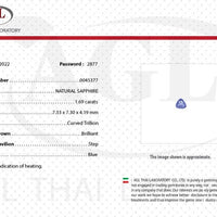 1.69 cts Unheated Natural Blue Sapphire Loose Gemstone Trillion Cut Certified