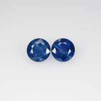7 MM Natural Blue Sapphire Loose Pair Gemstone Round Cut