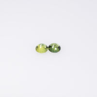 4.1mm Natural Teal Greenish yellow Parti Sapphire Loose Pair Gemstone Round Cut
