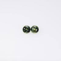 4.1mm Natural Teal Greenish yellow Parti Sapphire Loose Pair Gemstone Round Cut