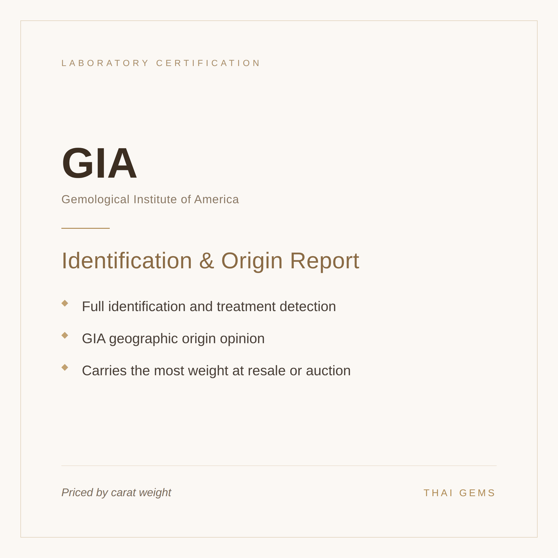 GIA identification and origin report — what is included