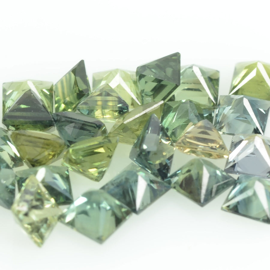 2.6-3.5 MM Natural Princess Cut Green Sapphire Loose Gemstone