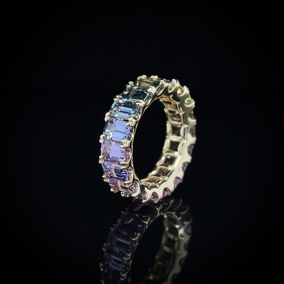 Natural Sapphire Rainbow Ring Eternity Ring