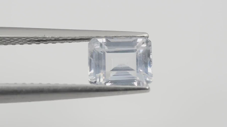 1.24 cts Natural White Sapphire Loose Gemstone Emerald Cut