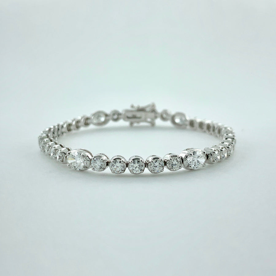 5.89 ctw Oval & Round Natural Diamond Bracelet | 18K White Gold | Classic Collection | Solitaire Bracelet | Minimal Jewelry