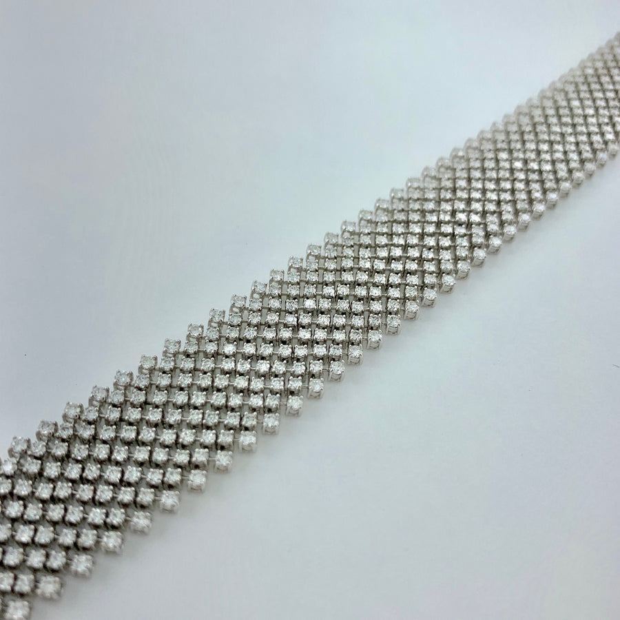 12.65 ctw Round Natural Diamond Bracelet | 18K White Gold | Classic Collection | Flexible Bracelet | Minimal Jewelry