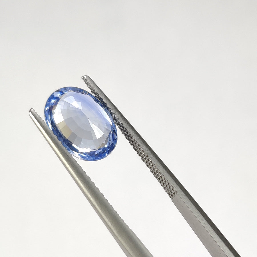 3.08 cts Unheated Natural Pastel Blue Sapphire Loose Gemstone Oval Cut