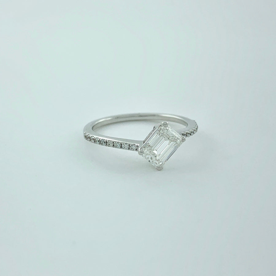 1.01 ct F IF GIA Certified Emerald Cut Natural Diamond Ring | 18K White Gold | Classic Collection | Solitaire Ring | Engagement Ring