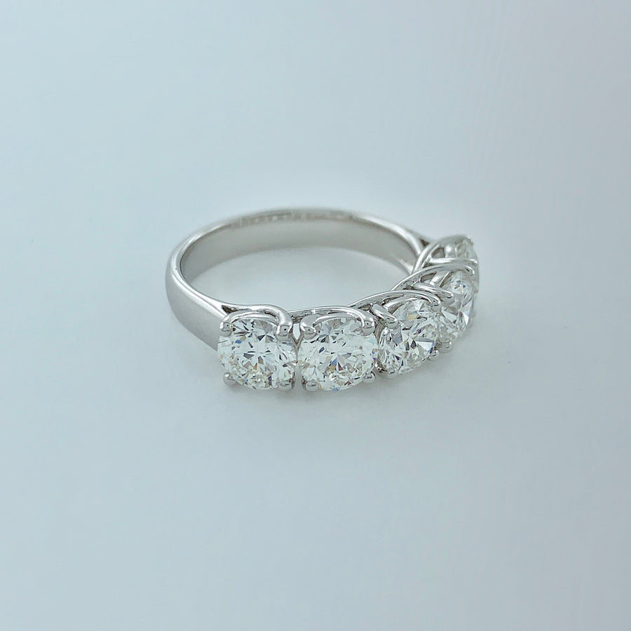 2.88 ctw F VVS2 GIA Certified Round Brilliant Natural Diamond Ring | 18K White Gold | Classic Collection | 5 Stone Ring