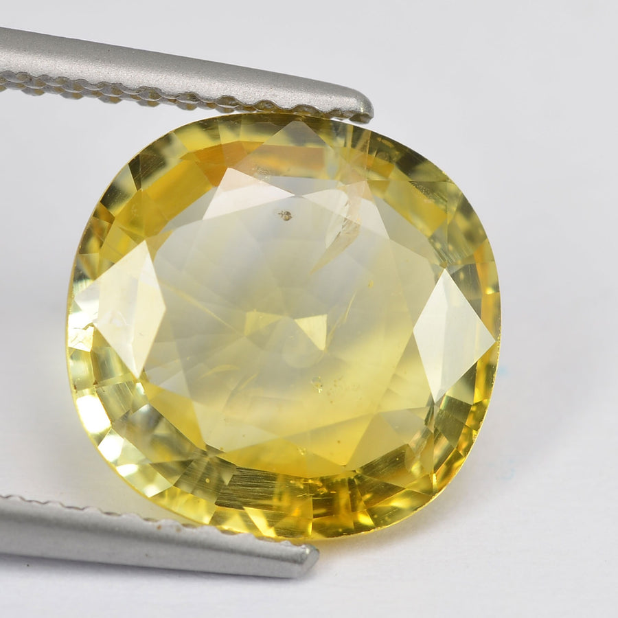 3.42 cts Natural Yellow Sapphire Loose Gemstone Cushion Cut