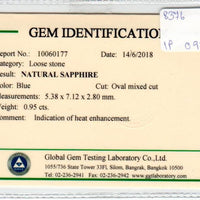 0.95 cts Natural Blue Sapphire Loose Gemstone Oval Cut Certified