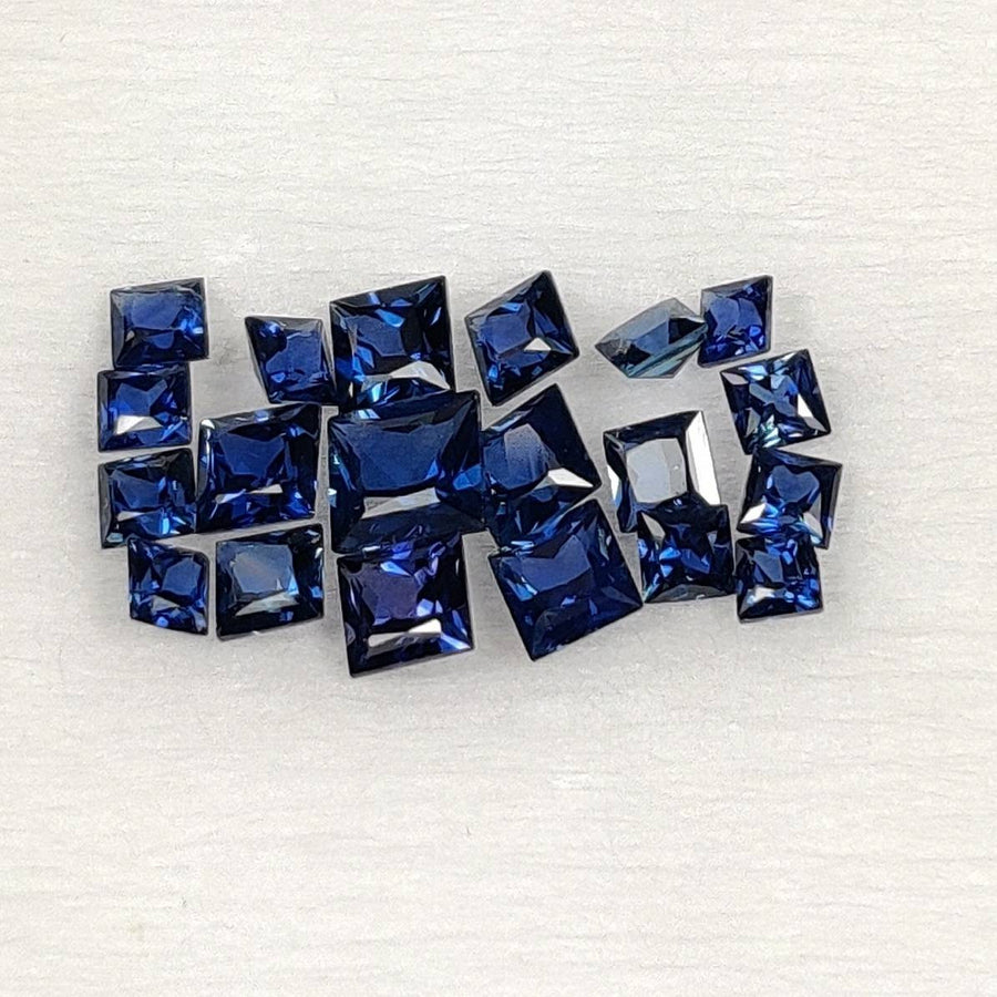 1.8 - 3.3 MM  Natural Princess Cut Blue Sapphire