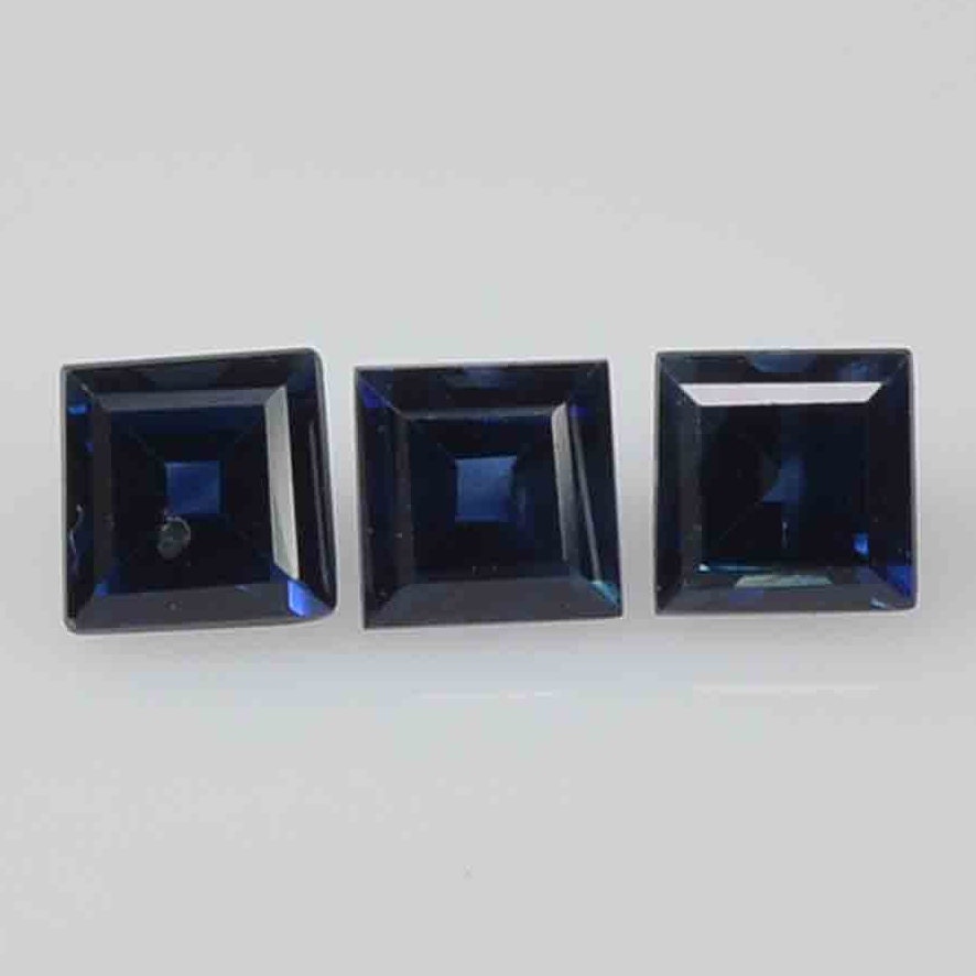 2.7-3.4 MM Natural Calibrated Blue Sapphire Loose Gemstone Square Cut