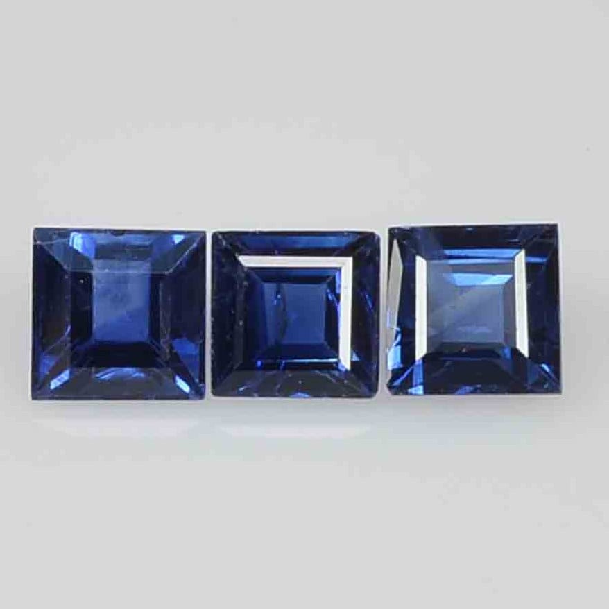 2.4-3.5 MM Natural Calibrated Blue Sapphire Loose Gemstone Square Cut