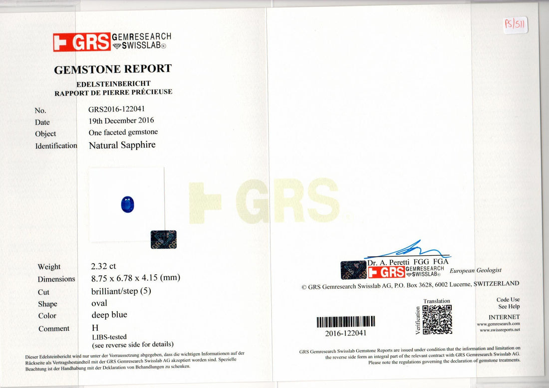 2.32 cts Natural Blue Sapphire Loose Gemstone Oval Cut Certified