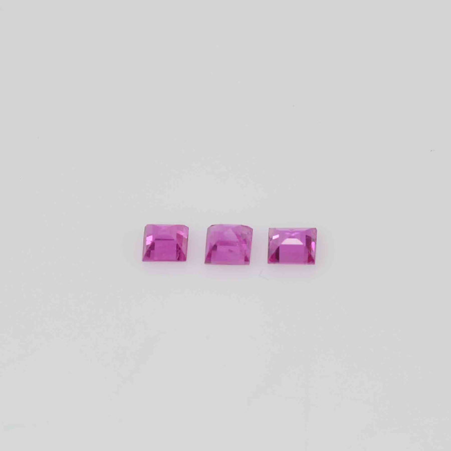 2-3.4 mm Natural Calibrated Pink Sapphire Loose Gemstone Square Cut
