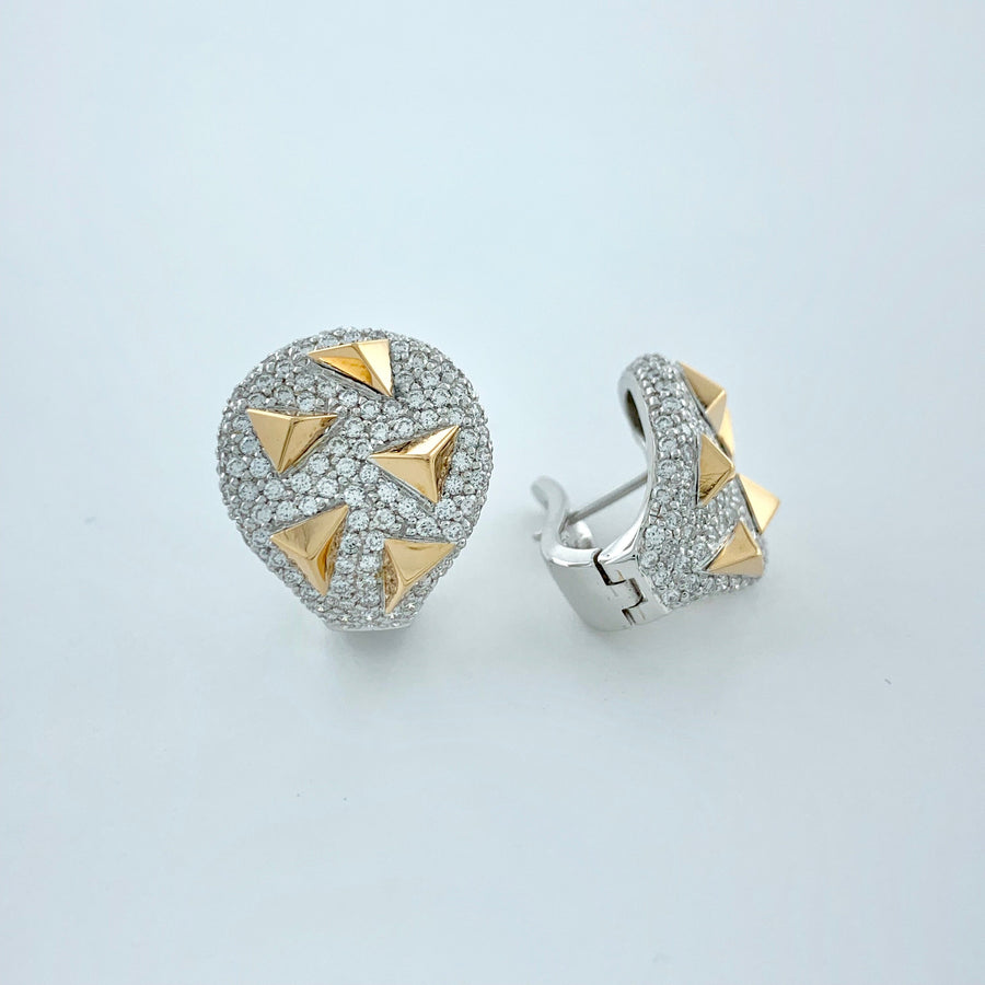 1.71 ctw Round Brilliant Natural Diamond Earring | 18K Rose Gold & White Gold | Classic Studs