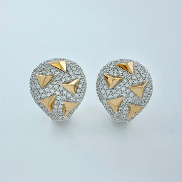 1.71 ctw Round Brilliant Natural Diamond Earring | 18K Rose Gold & White Gold | Classic Studs