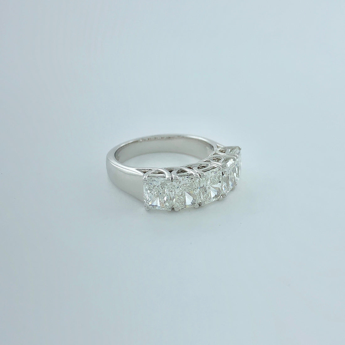 3.50 ctw F-G IF-VS1 GIA Certified Radiant Natural Diamond Ring | 18K White Gold | Classic Collection | 5 Stone Ring