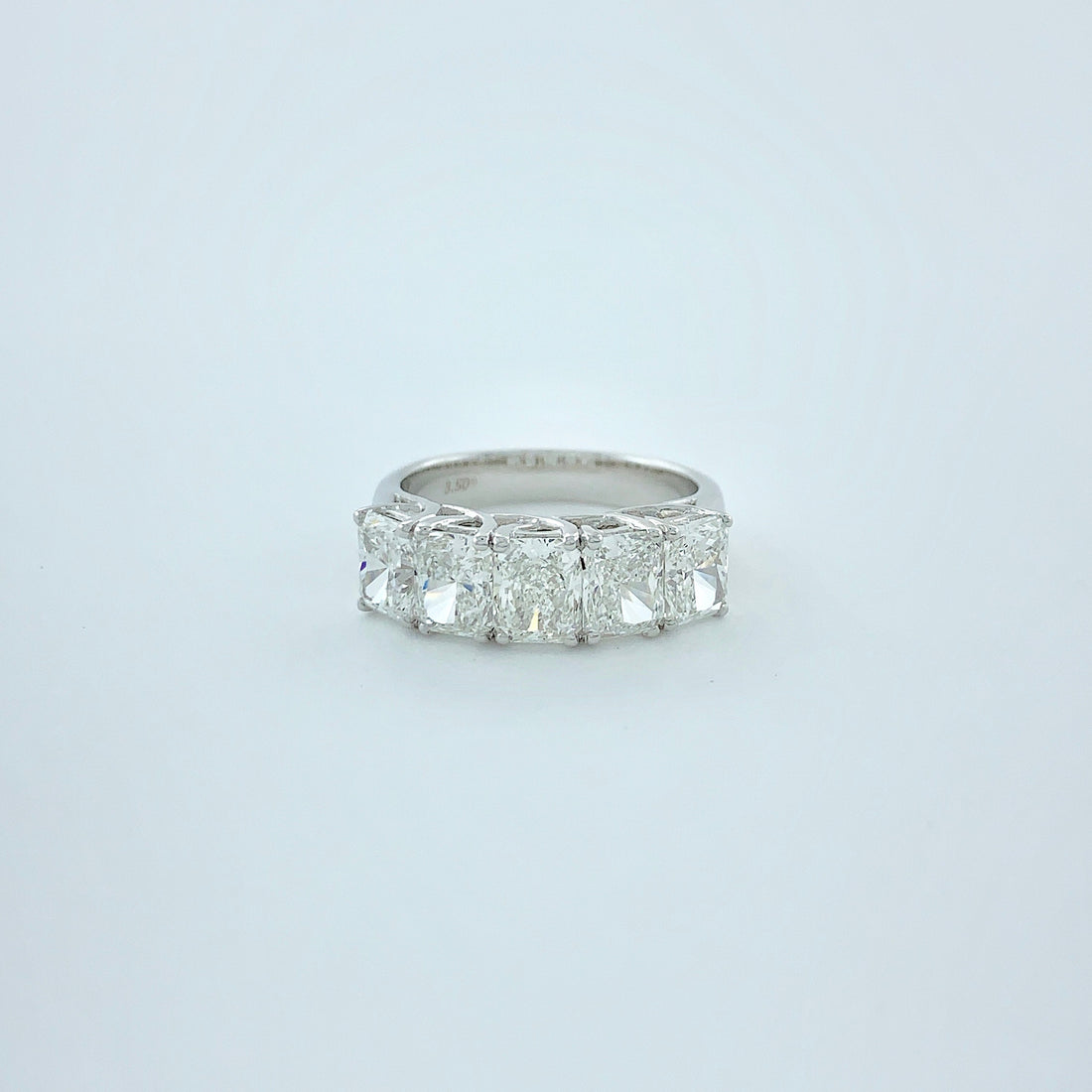 3.50 ctw F-G IF-VS1 GIA Certified Radiant Natural Diamond Ring | 18K White Gold | Classic Collection | 5 Stone Ring
