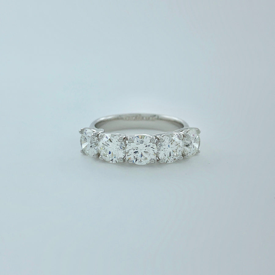 2.88 ctw F VVS2 GIA Certified Round Brilliant Natural Diamond Ring | 18K White Gold | Classic Collection | 5 Stone Ring