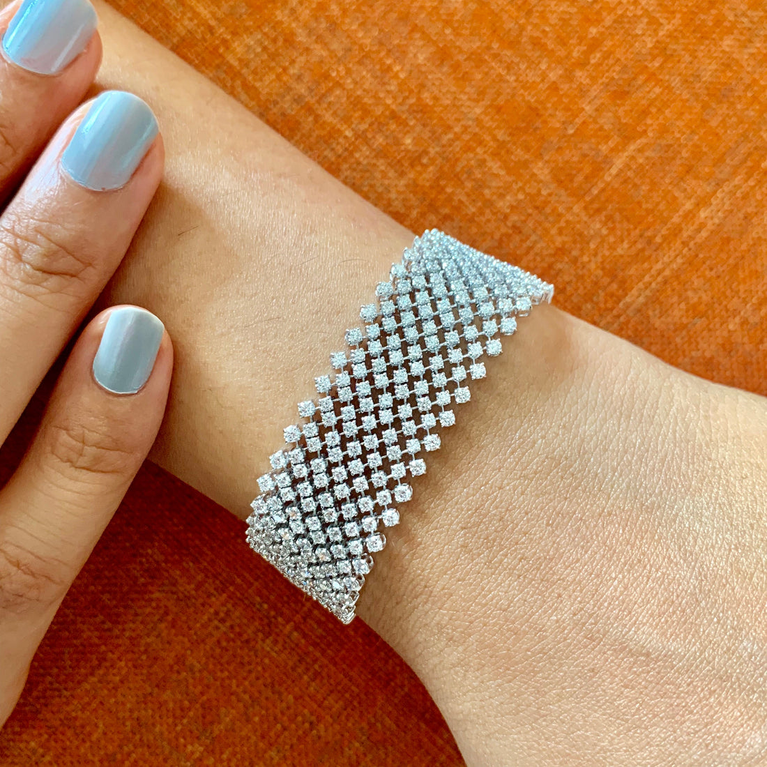 12.65 ctw Round Natural Diamond Bracelet | 18K White Gold | Classic Collection | Flexible Bracelet | Minimal Jewelry