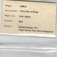 2.48 cts Natural Blue Sapphire Loose Gemstone Oval Cut Certified