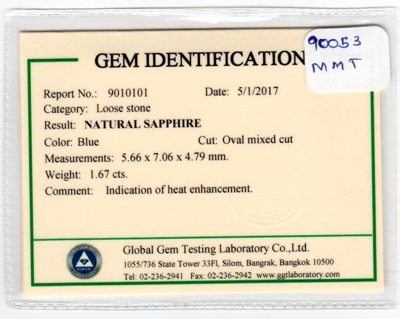 1.67 cts Natural Blue Sapphire Loose Gemstone Oval Cut