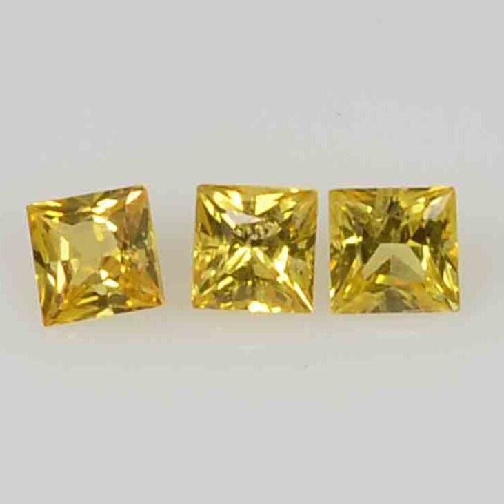 1.7-2.4 mm Natural Calibrated Yellow Sapphire Loose Gemstone Princess Cut