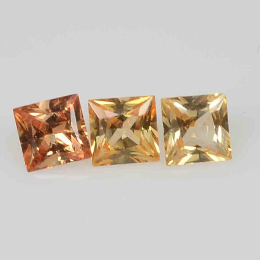 2.2-2.9 mm Natural Callibrated Orange Sapphire Loose Gemstone Princess Cut