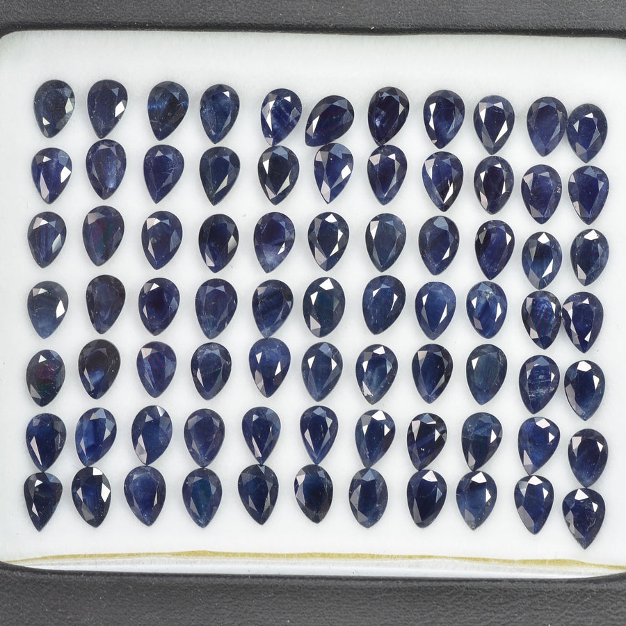 6x4 mm Natural Calibrated Blue Sapphire Loose Gemstone Pear Cut