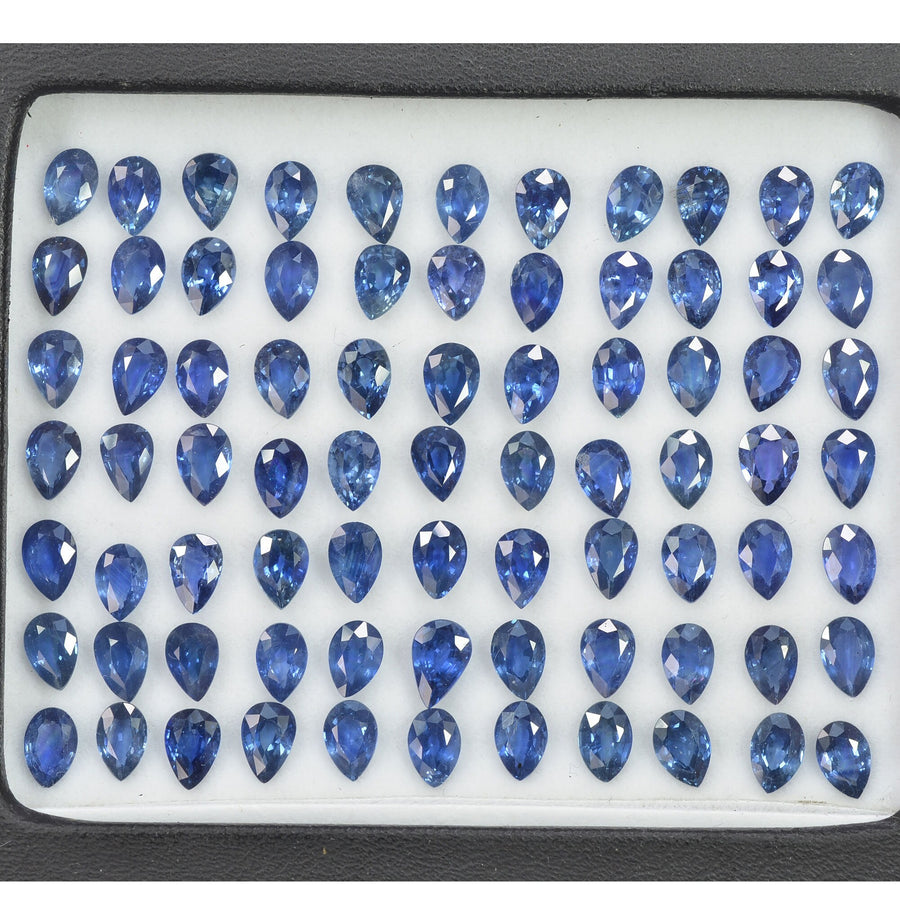 6x4 mm Natural Calibrated Blue Sapphire Loose Gemstone Pear Cut