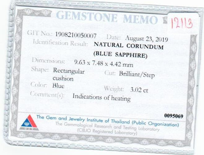 3.02 cts Natural Blue Sapphire Loose Gemstone Oval Cut Certified