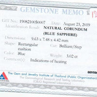 3.02 cts Natural Blue Sapphire Loose Gemstone Oval Cut Certified