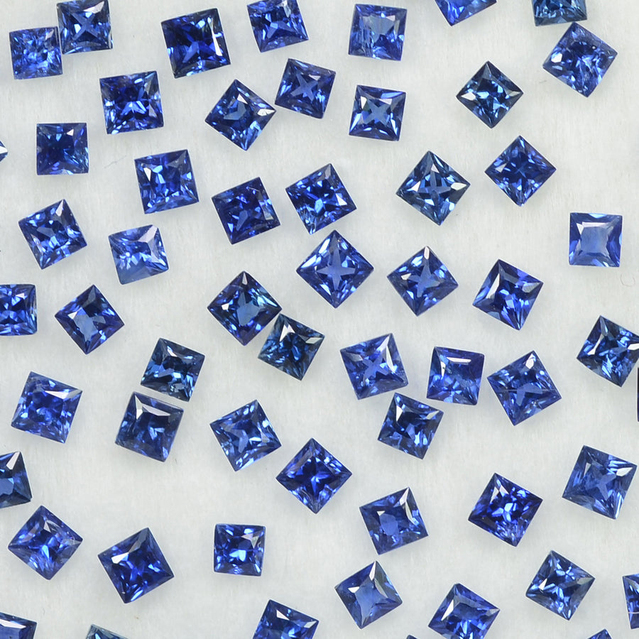 1.8-2.1 MM  Natural Princess Cut Blue Sapphire Loose Gemstone - Thai Gems Export Ltd.