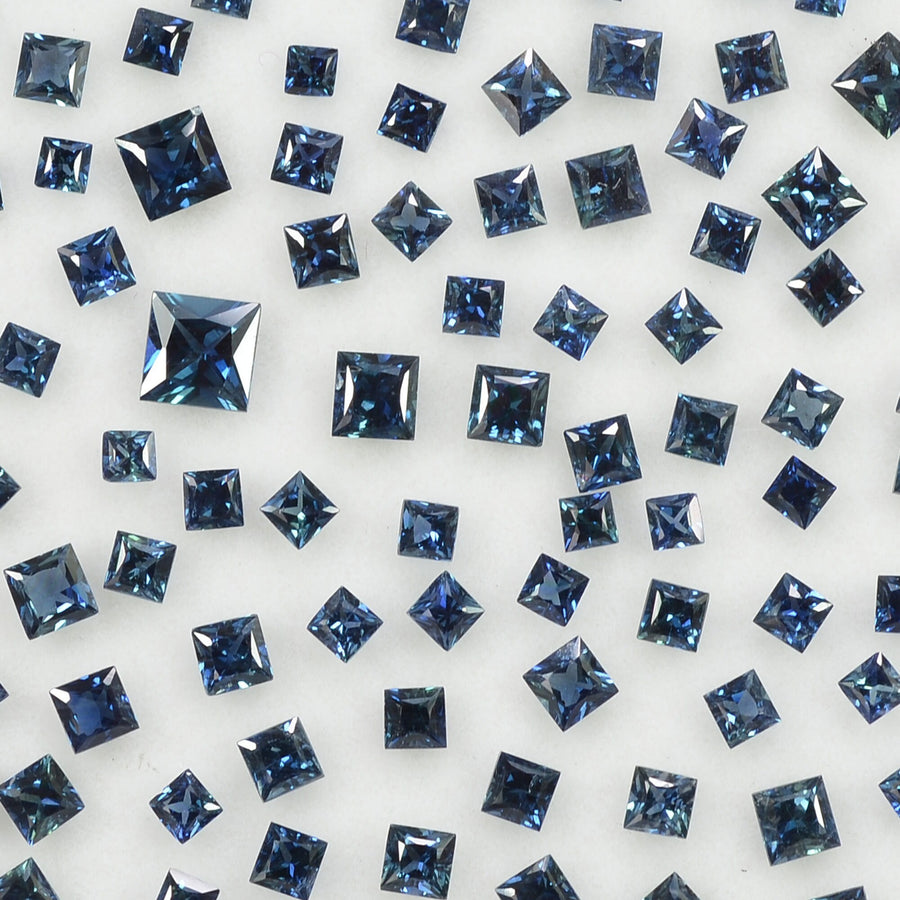 1.8-4.0 MM  Natural Princess Cut Blue Sapphire Loose Gemstone