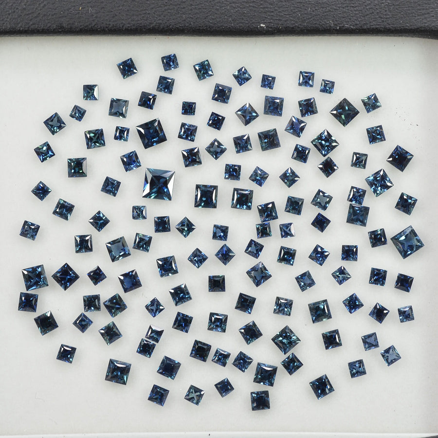1.8-4.0 MM  Natural Princess Cut Blue Sapphire Loose Gemstone