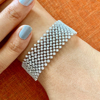 12.65 ctw Round Natural Diamond Bracelet | 18K White Gold | Classic Collection | Flexible Bracelet | Minimal Jewelry