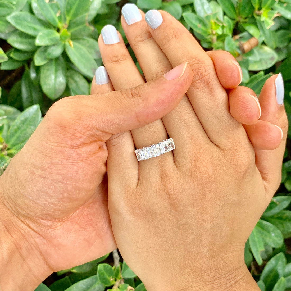 3.50 ctw F-G IF-VS1 GIA Certified Radiant Natural Diamond Ring | 18K White Gold | Classic Collection | 5 Stone Ring