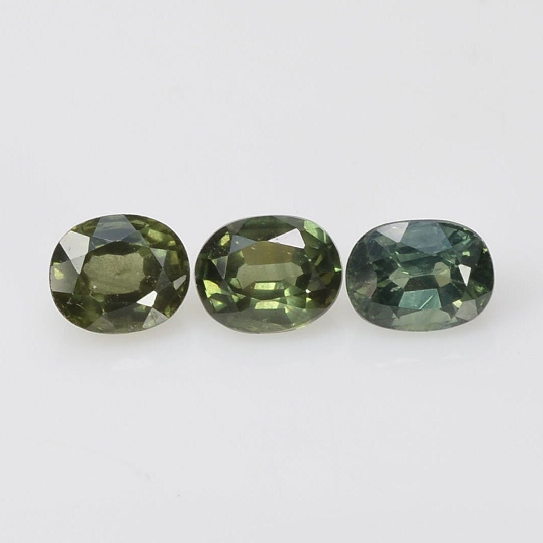 5x4 mm Natural Calibrated Green Sapphire Loose Gemstone Oval Cut