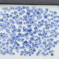 1.5 - 4.7 MM  Natural  Blue Sapphire Loose Gemstone Princess Cut