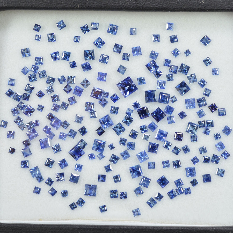 1.3-4.0 MM  Natural Princess Cut Blue Sapphire Loose Gemstone