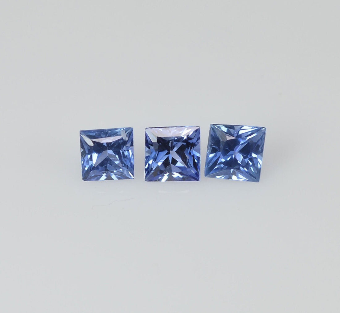 2.3-2.6 MM Natural Blue Sapphire Loose Gemstone Princess Cut