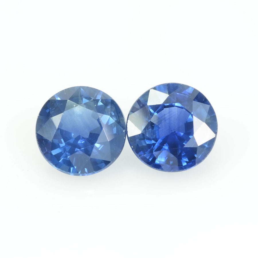 6.5 MM Natural Blue Sapphire Loose Pair Gemstone Round Cut - Thai Gems Export Ltd.