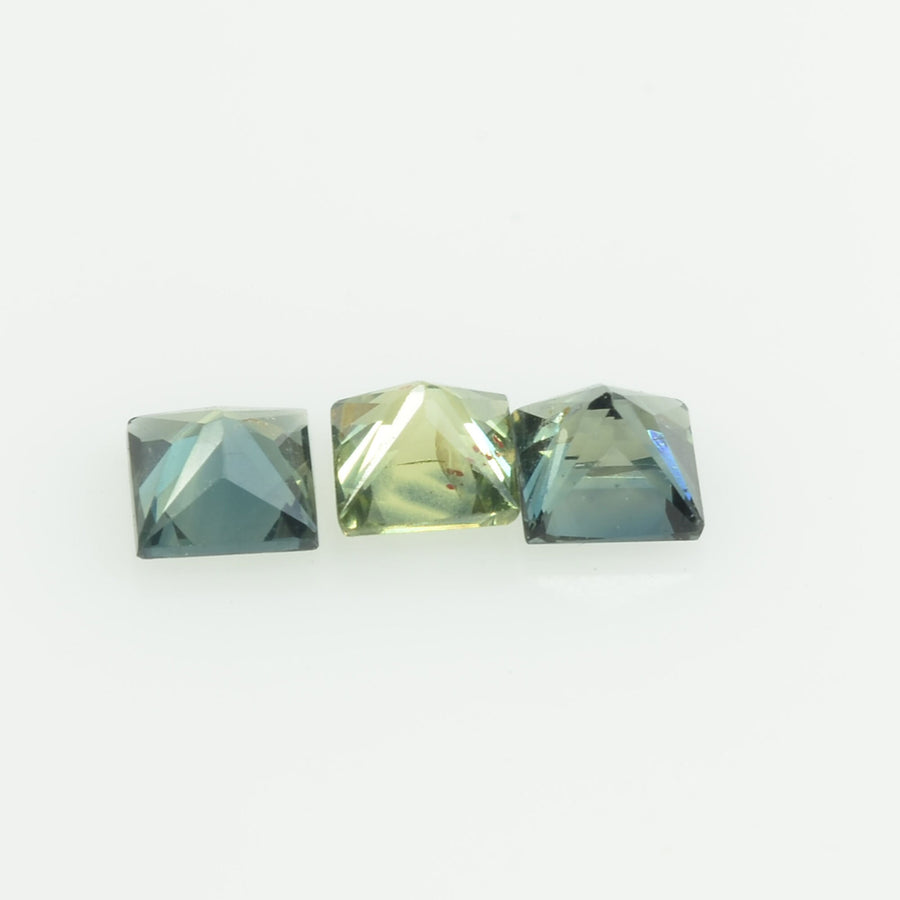 2.6-3.5 MM Natural Princess Cut Green Sapphire Loose Gemstone