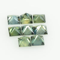 2.6-3.5 MM Natural Princess Cut Green Sapphire Loose Gemstone