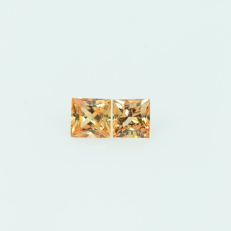 2.2-2.9 mm Natural Callibrated Orange Sapphire Loose Gemstone Princess Cut