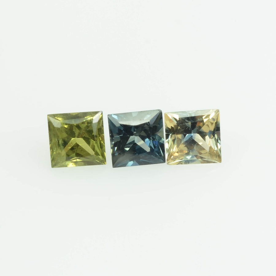 2.6-3.5 MM Natural Princess Cut Green Sapphire Loose Gemstone