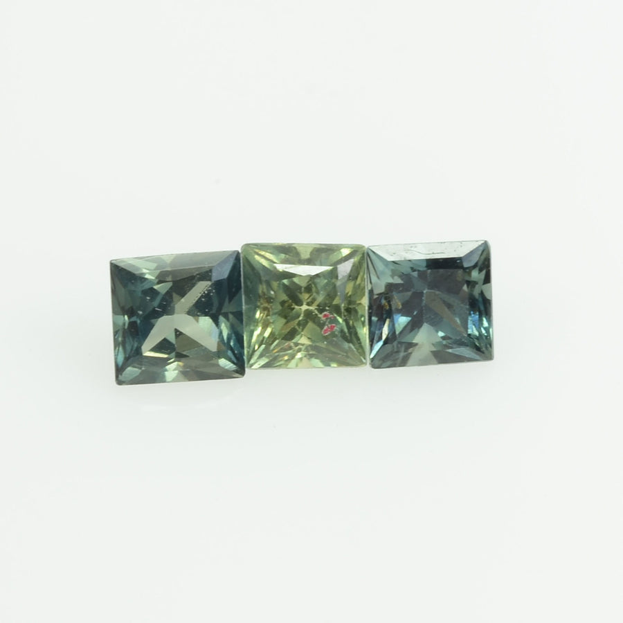 2.6-3.5 MM Natural Princess Cut Green Sapphire Loose Gemstone