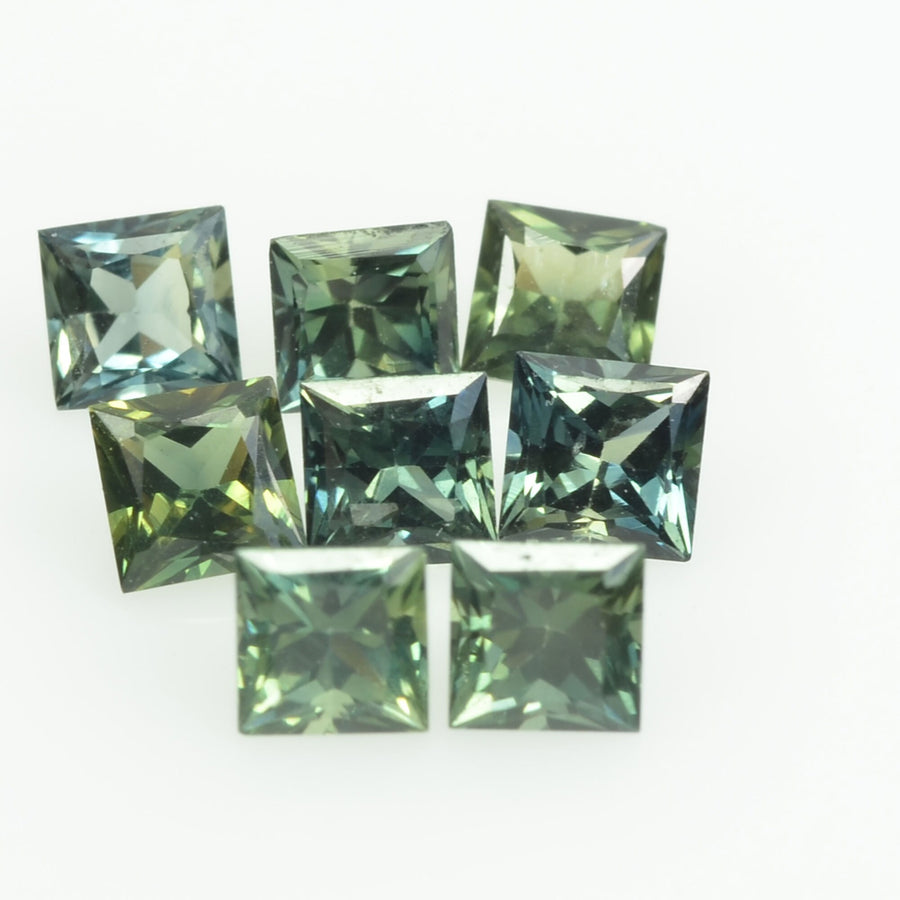 2.6-3.5 MM Natural Princess Cut Green Sapphire Loose Gemstone